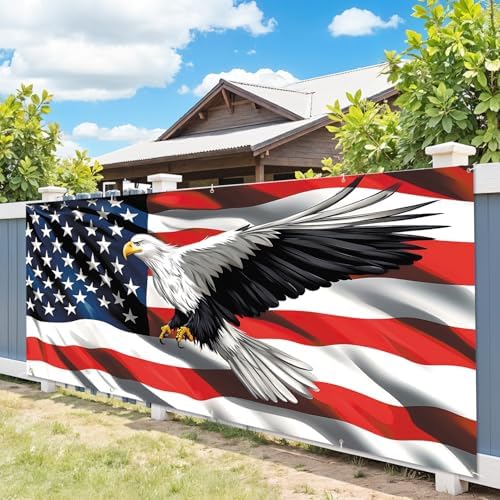 7 * 16FT Eagle USA Flag 4 of July Garage Door Cover Decorations Independence Day Garage Door Banner for Outdoor Indoor Patriot Party Photography Backdrop - Image 5