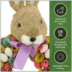 National Tree Company 24 in Artificial Easter Wreath Decorated with Colorful Wood Curl Flower Blooms, Pastel Eggs, Ribbon, Bunny Head, Indoor or Covered Outdoor Easter Decoration, Front Door Wreath - Image 7