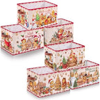 6 Pcs Christmas Gingerbread Storage Bins with Handles, Xmas Gift Baskets by Acellegic