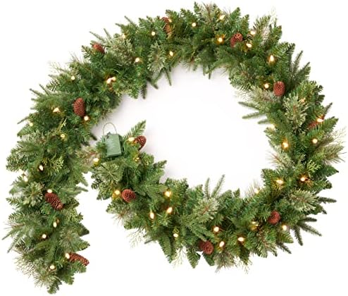 9Ft Pre-lit Christmas Garland with 50 LED Lights Battery Operated,Holiday Decoration Stairs Wall Mantle Door Indoor Outdoor - Image 6