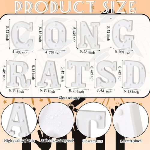 Honoson 14 Pcs Congrats Grad Lights up Sign with 2 Cap Lights Party - Image 3