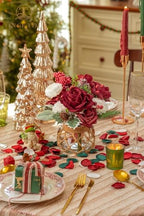 TINGE TIME Christmas Artificial Flowers Greenery Combo, Poinsettia Rose Red - Image 6