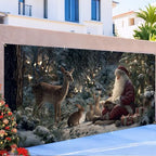 ANNA QUEEN Christmas Garage Door Banner 6×13 FT, Santa Reading Story to Forest Animals, Heart-Warming Holiday Scene, Outdoor Garage Decoration for Parties Home Decor - Image 5
