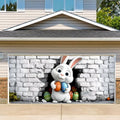 16x7 ft Peeking Easter Bunny Banner for Two Car Garage - Fits Double Garage Door, Whimsical Bunny Behind Wall with Eggs Large Backdrop, Spring Yard Sign & Photography Background by THISFIND