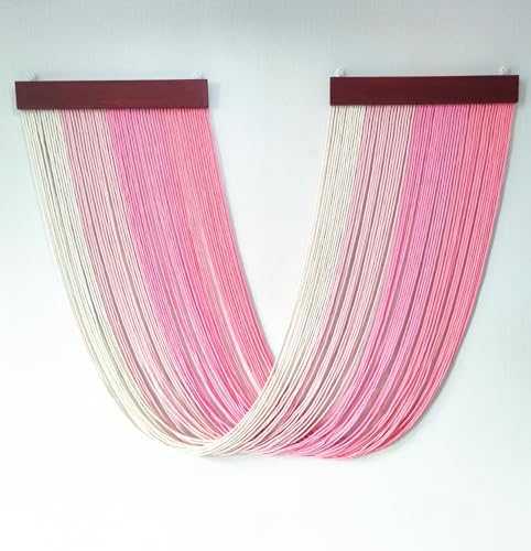 Tie-Dye Macrame Wall Hanging Large 46" Wx36 L Dip Dye Yarn Tapestry Home Boho Wall Decor Ombre Art Headboard Bedroom Living Room Apartment,Pink by FZHLR