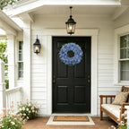20" Blue Artificial Floral Wreath for Front Door Outside All Seasons - Image 5