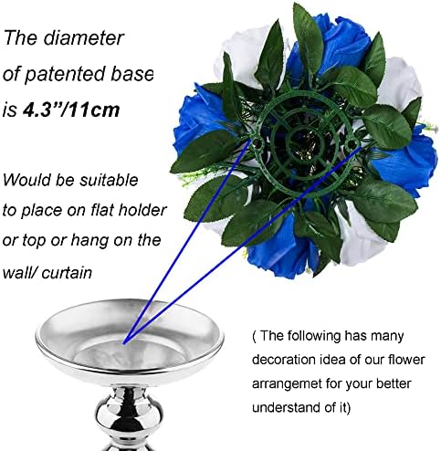 BLOSMON Royal Blue Artificial Flowers: 6 Pcs Fake Roses Flower Ball Centerpieces for Wedding Dinning Table - Faux Silk Kissing Bouquet Floral Arrangement for Home Party Event Decor - Image 5