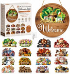 Interchangeable Welcome Sign for Front Door 12 Inch Round Seasonal Decor by Unknown