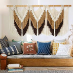 Macrame Wall Hanging Brown Tassel Knotting Fiber Art Boho Decor 47" W*25" L - Image 2