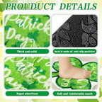 Haull 6 Pcs St. Patrick's Day Bathroom Rug Shamrock Bath Rug Lucky Green Clover Saint Patty's Day Bathroom Mat Shamrocks Doormat Irish Washable Nonslip Absorbent Shower Mat for Bedroom 15.8" x 15.8" - Image 6