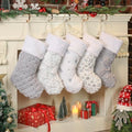 Amorita White Christmas Stockings Set of 5 - Lage Elegant Xmas Stockings with Silver Christmas Tree Snowflake Designs, Fluffy Grey and White Christmas Stockings for Holiday Party Decorations 20 inch by Unknown