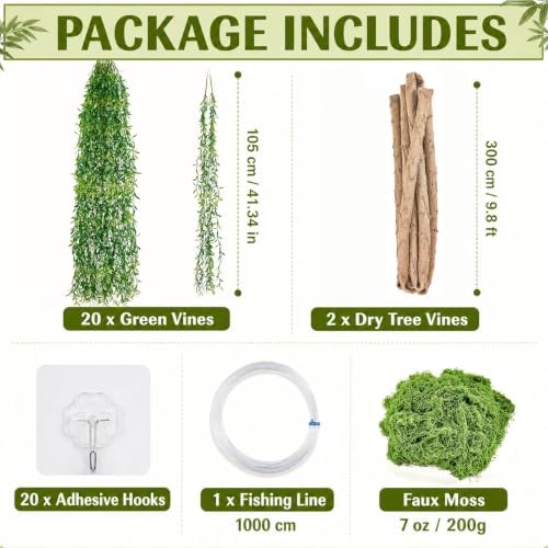 APUDWN Jungle Theme Decoration Set, 68.9 Ft Artificial Hanging Willow Vines - Image 2