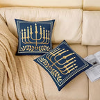 Erosebridal Hanukkah Throw Pillow Covers 24X24 Set of 2 for Couch Bed Sofa Decor, Festival Holiday Theme Pillow Covers, Spiritual Gifts for Mom Sister Friends Decorative Cushion Cases - Image 2