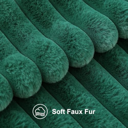 decorUhome Fall Faux Fur Throw Pillow Covers 26x26 Set of 2 Christmas Green - Image 2