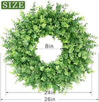 26" Large Artificial Eucalyptus Wreath, for Front Door Decor(Green) - Image 5