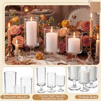 Conelist 24 Pcs White Pillar Candles with Clear Glass Hurricane Holders - Image 3