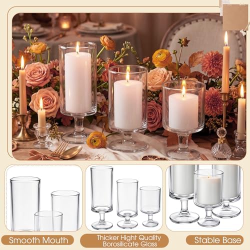 Conelist 24 Pcs White Pillar Candles with Clear Glass Hurricane Holders - Image 3