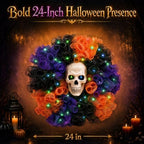 24 in Halloween Wreath with Skull and Color-Changing Lights - Image 4