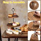 Zopeal 3 Set 3 Tier Wood Cupcake Stand,Rustic Wooden Serving Tray Farmhouse Dessert Display Tiered Cake Tower Holder for Kitchen Wedding Birthday Tea Party Decorations(Medium(5.9''7.8''9.8'')) - Image 3