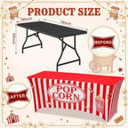 Frienda 6ft Popcorn Tablecloth Popcorn Stretch Table Cover Concession Stand - Image 3
