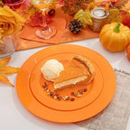 FLOWERCAT 60PCS Orange Plates - Heavy Duty Orange Plastic Plates Disposable for Fall Party & Halloween&Thanksgiving - Serve 30 Guests 10.25inch and 7.5inch - Image 6