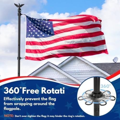 LETSTRY 10 FT In-Ground Flag Pole for Outside House, Heavy Duty Wind Resistant Flagpole with Upgraded 5-Prong Base,Portable Mount Flapoles Kit for Yard, Garden, Residential Commerical (Black/ 2 Pack) - Image 7