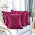 Nestl Throw Pillow Covers, Cozy Velvet Decorative Autumn Pillow Covers 22 x 22 Inches, Soft Solid Couch Pillow Covers for Sofa, Bed and Car, Set of 4 - Magenta by Nestl