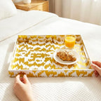 White & Gold Glitter Abstract Serving Tray with Handles, 15.8”x11.7”x1.6” Rectangular Decor Tray – Multipurpose for Breakfast in Bed, Bathroom Vanity, Living Room & Entertaining - Image 3
