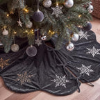 Hollowfly Gray Velvet Christmas Tree Skirt with Sequin Snowflake 48'' by Hollowfly