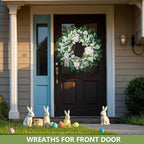 WREATHOME Spring Summer 22" Wreath for Front Door Window Porch Wall - Image 3