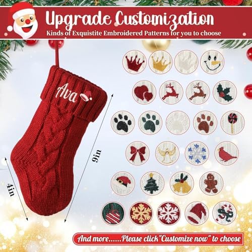 Personalized Mini Christmas Stockings - Custom Embroidered Name Knit Stockings for Baby,Kids,Family - Red/Green/Pink/Blue Knit 9” Small Christmas Stocking Fireplace Holiday Decor(7 Pack) - Image 6