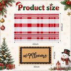 2pcs Christmas Welcome Mat for Front Door Layered Buffalo Plaid Outdoor Rug - Image 2