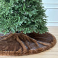 Huntsman High-Pile Faux Fur Christmas Tree Skirt with Hidden Slide Clasp Closure and Durable Microfiber Backing (Grizzly Brown, 60-Inch) by StarryDynamo