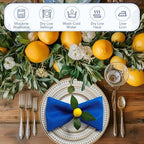 Preboun 24 Pcs Royal Blue Cloth Napkins with Lemon Napkin Rings - Image 4