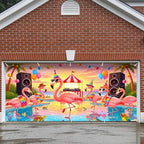 ANNA QUEEN 7x16 ft Garage Door Banner,Reusable Large Outdoor Backdrop for Tropical,Patriotic,Graduation and Christmas Party Decorations (Pink Flamingos) by ANNAQUEEN