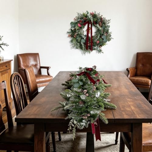 WANNA-CUL 24In Christmas Wreath for Front Door with 3M 30 LED Timer Lights - Image 6