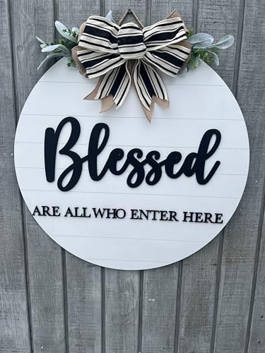 Wood front door sign Wood sign Home decor Welcome sign Sign for front door House warming gift Wedding gift (Blessed-DS030(A1) S007, 11" Width) - Image 2