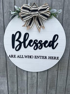 Wood front door sign Wood sign Home decor Welcome sign Sign for front door House warming gift Wedding gift (Blessed-DS030(A1) S007, 18" Width) - Image 2