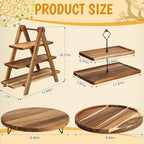 Havawish 5 Pcs Wood Dessert Display Set, Cupcake Stand Cake Tower Tray - Image 2