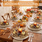 Umigy 6 Set Fall Candle Holders Glass Votive, Pumpkin, Light Color - Image 4