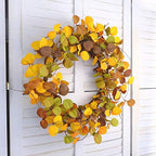 20 inches Autumn Eucalyptus Leaves Wreath Thanksgiving Rustic Wreath for Front Door Decoration Rustic Farmhouse Decor, Home Wall Haning Decor,Indoor/Outdoor Use (20in) - Image 4