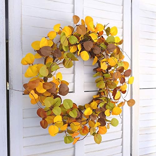 20 inches Autumn Eucalyptus Leaves Wreath Thanksgiving Rustic Wreath for Front Door Decoration Rustic Farmhouse Decor, Home Wall Haning Decor,Indoor/Outdoor Use (20in) - Image 4