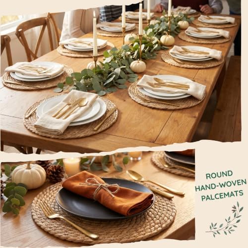 12 Pack 15IN Round Woven Placemats, Natural Bulrush Boho Farmhouse Mats - Image 6