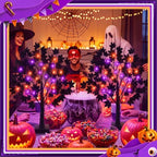 Teyva 2 Pack Halloween Black Tree 23.6 Inch, 48 LED Orange Purple Lights - Image 6