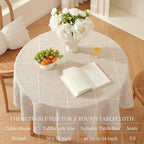 Zobesta Linen Table Cloth Round 70 Inch Plaid Browm Round Tablecloth 70 in - Image 3