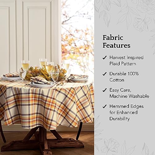 Threadmade Russet Harvest Woven Plaid Tablecloth, Multicolor - 70" W x 70" L Round - Image 3