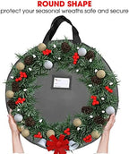 Heavy Duty Wreath Storage Bag 48" | Garland Wreaths Container with Handles| Durable 600D Oxford Polyester Material Xmas Holiday Wreaths Storage Holder (Gray) - Image 3