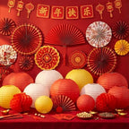 45 Pcs Chinese Lunar New Year Decorations, 2026 Year of the Horse Red Paper Fans Lanterns Lunar Horse Banner Fu Character Window Stickers Luck Hanging Ornaments Vietnamese Tet Party Supplies - Image 2