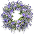 26" Artificial Spring Wreath for Front Door - Large Silk Hydrangea Daisy Rose Mixed Floral Wreath - Farmhouse Porch Wall Decor, Easter Mother's Day Decoration (Multicolor) (Purple, 24in) by OCSOSO