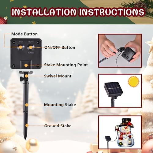 28x40 Lighted Christmas Snowman Garden Flag, 8 Modes Solar LED - Image 5